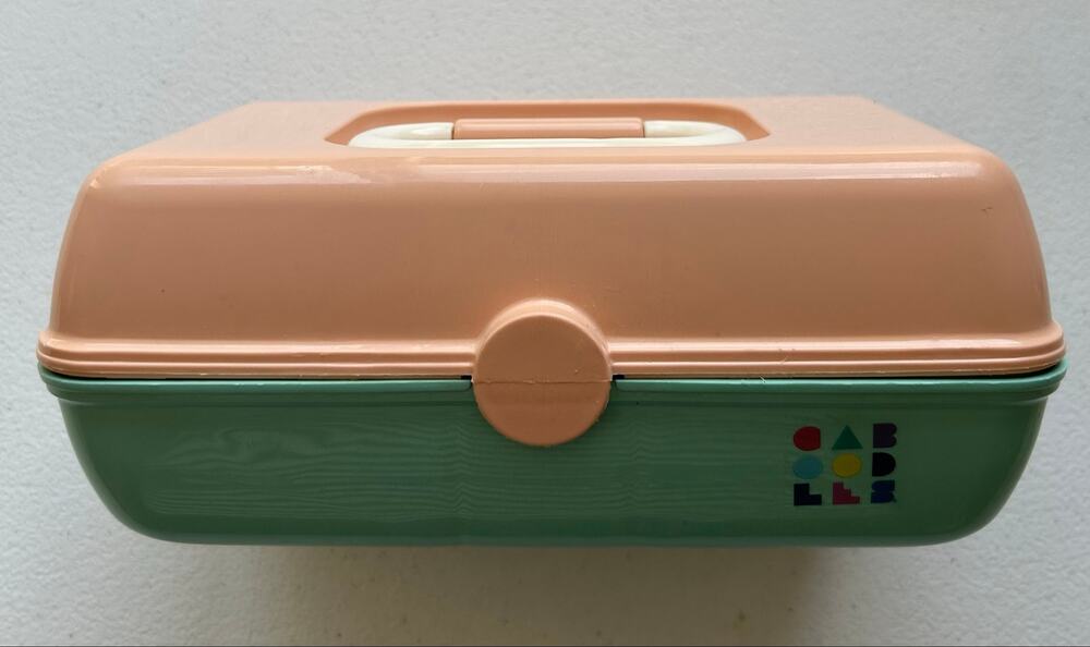 Vintage 90s Caboodles Pretty & Petite Mini Organizer Case Peach Mint Green Retro